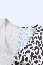 Load image into Gallery viewer, Khaki Contrast Leopard Color Block Blouse - Fashion Queen -  14
