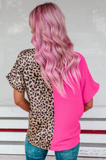 Load image into Gallery viewer, Khaki Contrast Leopard Color Block Blouse - Fashion Queen -  21
