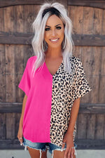 Load image into Gallery viewer, Khaki Contrast Leopard Color Block Blouse - Fashion Queen -  26
