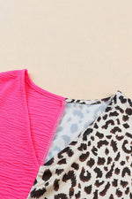 Load image into Gallery viewer, Khaki Contrast Leopard Color Block Blouse - Fashion Queen -  29

