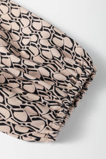 Load image into Gallery viewer, Khaki Geometric Print Notched Neck Puff Sleeve Blouse - Fashion Queen -  11
