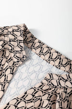 Load image into Gallery viewer, Khaki Geometric Print Notched Neck Puff Sleeve Blouse - Fashion Queen -  12
