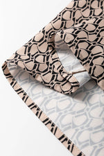 Load image into Gallery viewer, Khaki Geometric Print Notched Neck Puff Sleeve Blouse - Fashion Queen -  8
