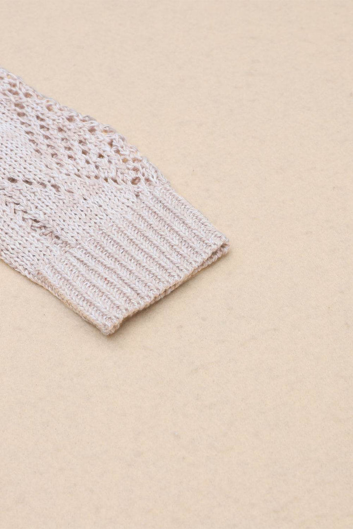 Khaki Hollow-out Openwork Knit Cardigan - Fashion Queen -  11