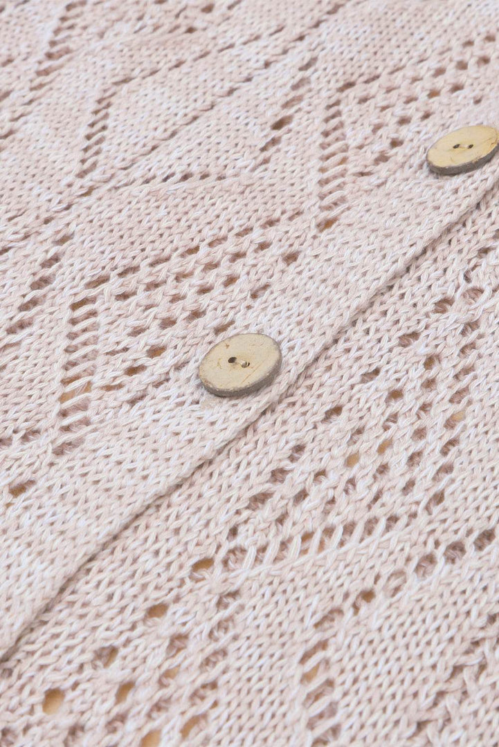 Khaki Hollow-out Openwork Knit Cardigan - Fashion Queen -  13