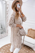 Load image into Gallery viewer, Khaki Hollow-out Openwork Knit Cardigan - Fashion Queen -  2
