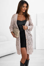 Load image into Gallery viewer, Khaki Hollow-out Openwork Knit Cardigan - Fashion Queen -  8
