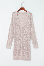 Load image into Gallery viewer, Khaki Hollow-out Openwork Knit Cardigan - Fashion Queen -  9
