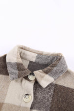 Load image into Gallery viewer, Khaki Plaid Color Block Buttoned Long Sleeve Jacket with Pocket - Fashion Queen -  14
