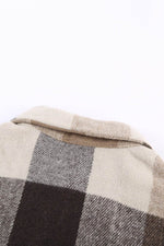 Load image into Gallery viewer, Khaki Plaid Color Block Buttoned Long Sleeve Jacket with Pocket - Fashion Queen -  18
