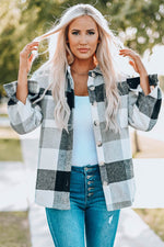 Load image into Gallery viewer, Khaki Plaid Color Block Buttoned Long Sleeve Jacket with Pocket - Fashion Queen -  21
