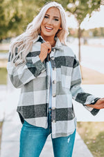 Load image into Gallery viewer, Khaki Plaid Color Block Buttoned Long Sleeve Jacket with Pocket - Fashion Queen -  22
