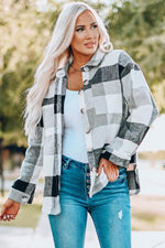 Load image into Gallery viewer, Khaki Plaid Color Block Buttoned Long Sleeve Jacket with Pocket - Fashion Queen -  23
