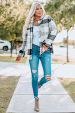 Load image into Gallery viewer, Khaki Plaid Color Block Buttoned Long Sleeve Jacket with Pocket - Fashion Queen -  24
