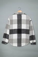 Load image into Gallery viewer, Khaki Plaid Color Block Buttoned Long Sleeve Jacket with Pocket - Fashion Queen -  26
