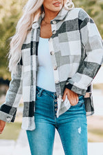 Load image into Gallery viewer, Khaki Plaid Color Block Buttoned Long Sleeve Jacket with Pocket - Fashion Queen -  4
