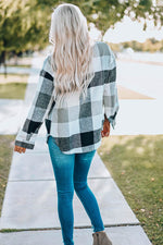 Load image into Gallery viewer, Khaki Plaid Color Block Buttoned Long Sleeve Jacket with Pocket - Fashion Queen -  5
