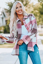 Load image into Gallery viewer, Khaki Plaid Color Block Buttoned Long Sleeve Jacket with Pocket - Fashion Queen -  9
