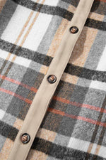 Load image into Gallery viewer, Khaki Plaid Patchwork Long Sleeve Shirt Mini Dress - Fashion Queen -  13
