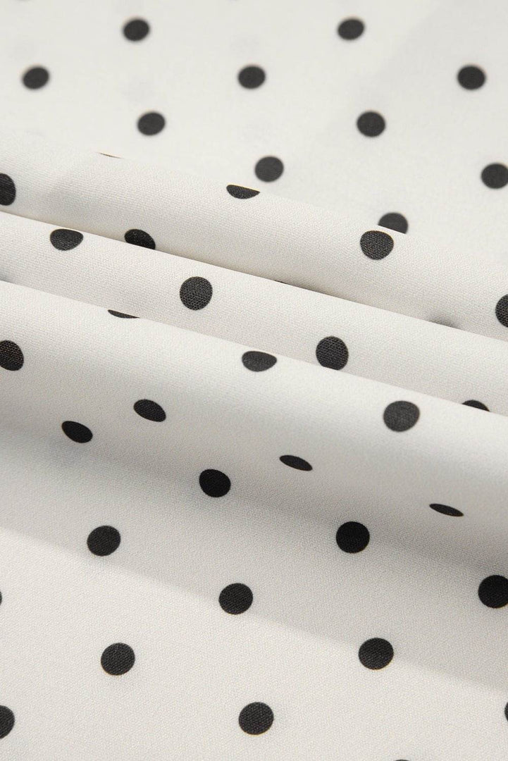 Khaki Polka Dot Surplice V Neck Tied Waist Flutter Sleeve Flowy Plus Size Midi Dress - Fashion Queen -  16