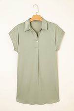 Load image into Gallery viewer, Laurel Green Buttoned Collar Shift T-shirt Mini Dress - Fashion Queen -  5
