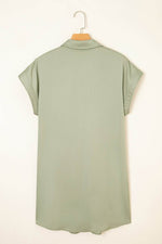Load image into Gallery viewer, Laurel Green Buttoned Collar Shift T-shirt Mini Dress - Fashion Queen -  6
