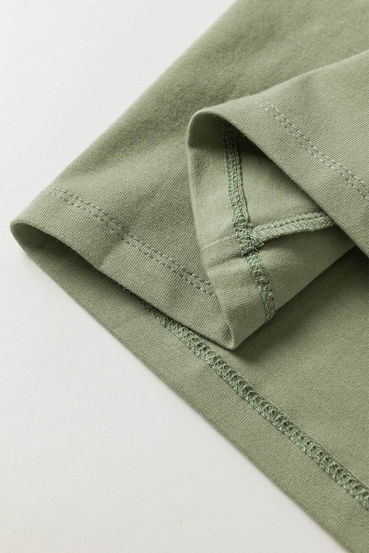 Laurel Green Long Sleeve Buttons V Neck Slim Fit Top - Fashion Queen -  9