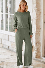 Load image into Gallery viewer, Laurel Green Solid Ribbed Knit Keyhole Back High Waist Jumpsuit - Fashion Queen -  10
