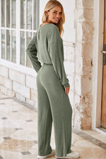 Load image into Gallery viewer, Laurel Green Solid Ribbed Knit Keyhole Back High Waist Jumpsuit - Fashion Queen -  7
