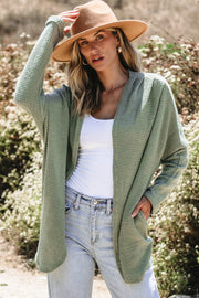Laurel Green Waffle Knit Open Front Cardigan - Fashion Queen -  1