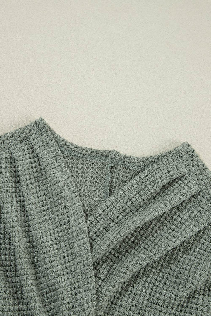 Laurel Green Waffle Knit Open Front Cardigan - Fashion Queen -  16