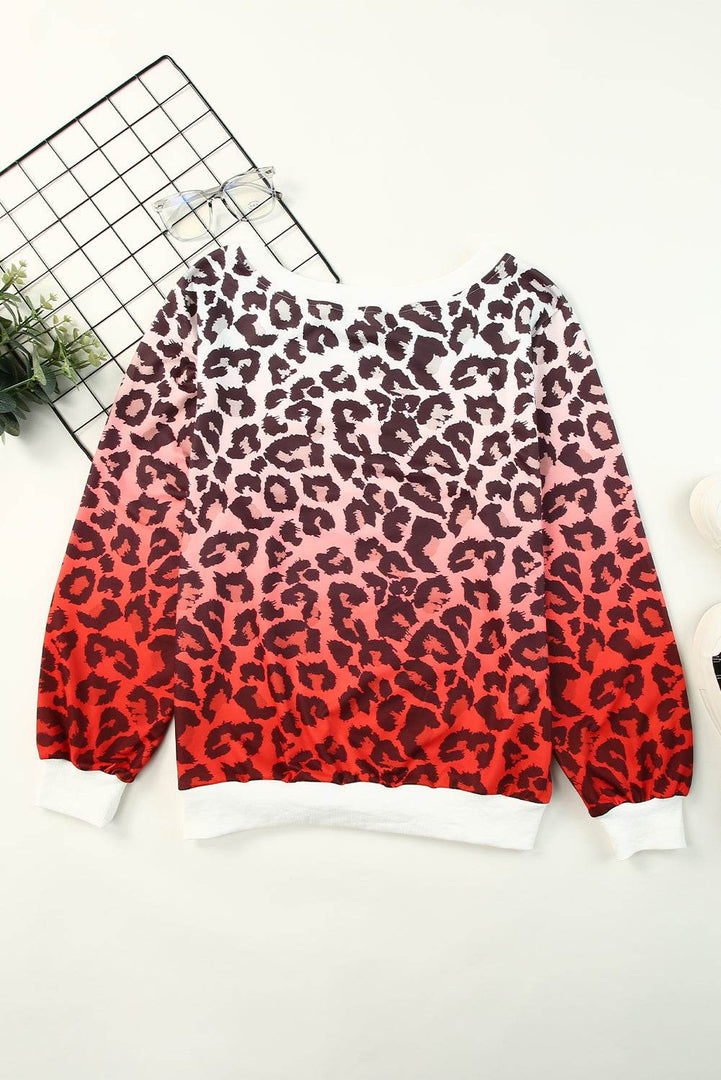 Leopard Gradient Long Sleeve Sweatshirt - Fashion Queen -  3