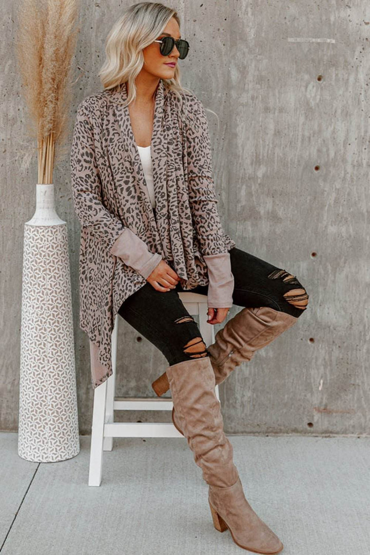 Leopard Open Front Cardigan - Fashion Queen -  3
