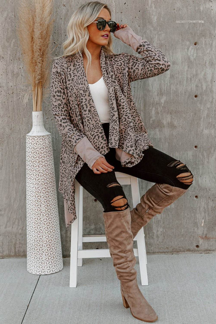 Leopard Open Front Cardigan - Fashion Queen -  4