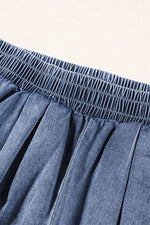 Load image into Gallery viewer, Light Blue Denim Cuffed Sleeve Tee Elastic Shorts Set - Fashion Queen -  12
