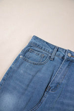 Load image into Gallery viewer, Light Blue Frayed Slit Asymmetric Denim Midi Skirt - Fashion Queen -  8
