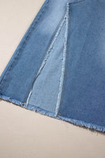 Load image into Gallery viewer, Light Blue Frayed Slit Asymmetric Denim Midi Skirt - Fashion Queen -  9
