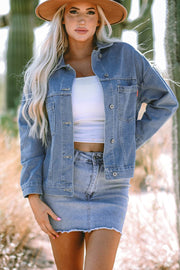 Light Blue Washed Oversize Pocketed Denim Jacket - Fashion Queen -  4