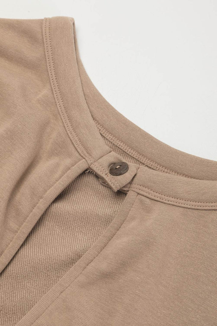 Light French Beige Cap Sleeve Open Back Drawstring Jogger Jumpsuit - Fashion Queen -  10