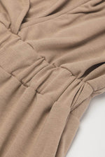 Load image into Gallery viewer, Light French Beige Cap Sleeve Open Back Drawstring Jogger Jumpsuit - Fashion Queen -  12
