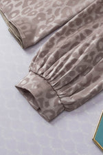 Load image into Gallery viewer, Light French Beige Contrast Half Leopard Jacquard Satin Blouse - Fashion Queen -  7
