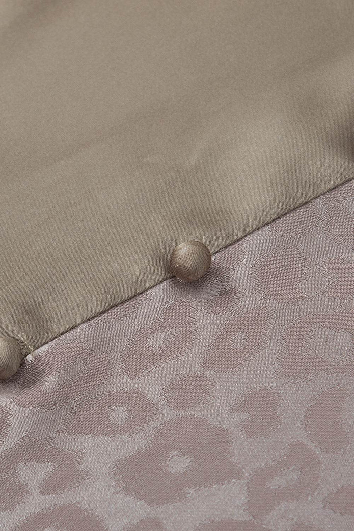 Light French Beige Contrast Half Leopard Jacquard Satin Blouse - Fashion Queen -  8