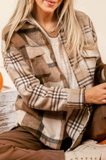 Load image into Gallery viewer, Light French Beige Flannel Plaid Double Flap Pocket Shacket - Fashion Queen -  1
