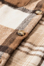 Load image into Gallery viewer, Light French Beige Flannel Plaid Double Flap Pocket Shacket - Fashion Queen -  11
