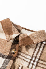Load image into Gallery viewer, Light French Beige Flannel Plaid Double Flap Pocket Shacket - Fashion Queen -  12
