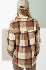 Load image into Gallery viewer, Light French Beige Flannel Plaid Double Flap Pocket Shacket - Fashion Queen -  2
