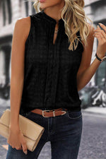 Load image into Gallery viewer, Light French Beige Lattice Textured Split Neck Tank Top - Fashion Queen -  12
