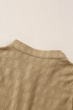Load image into Gallery viewer, Light French Beige Lattice Textured Split Neck Tank Top - Fashion Queen -  16
