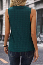 Load image into Gallery viewer, Light French Beige Lattice Textured Split Neck Tank Top - Fashion Queen -  8
