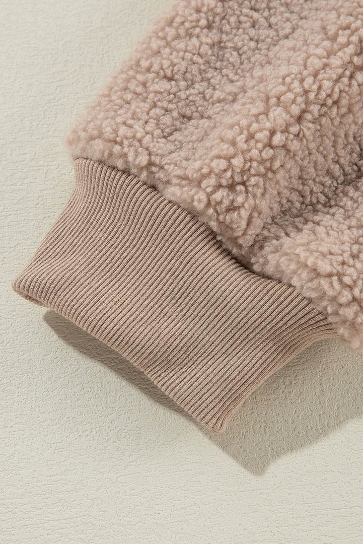 Light French Beige Zipper Pocketed Winter Fuzzy Jacket - Fashion Queen -  9